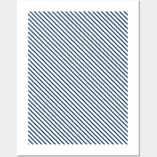 Diagonal Stripes White and Blue 011#001 Posters and Art